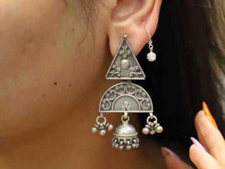 925 Silver finely carved jhumka