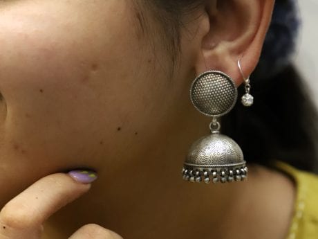 925 Silver finely carved jhumka