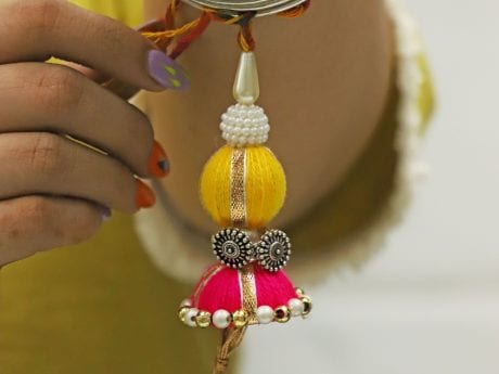 Beautifully hancrafted Lumba with attached 925 silver gift for bhabhi