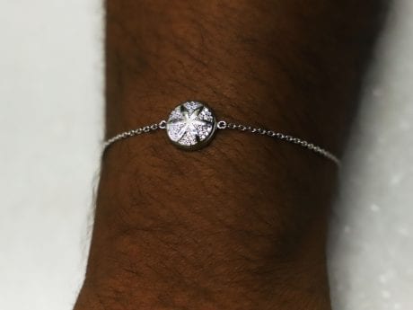 925 Sterling Silver Rakhi Chain Bracelet with zercons