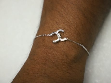 925 Sterling Silver Rakhi Chain Bracelet with zercons