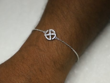 925 Sterling Silver Rakhi Chain Bracelet with zercons