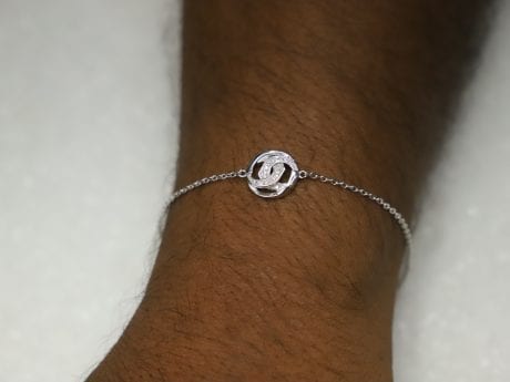 925 Sterling Silver Rakhi Chain Bracelet with zercons