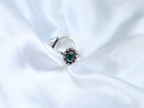 925 Silver Semi-Precious Emerald Stone Toe Ring