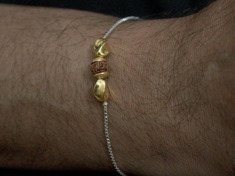 925 Sterling Silver Rakhi Chain panchmukhi Rudraksha bracelet