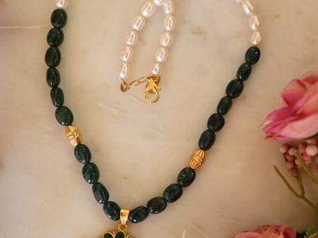 925 Silver Gold Plated Jadau Kundan Necklace
