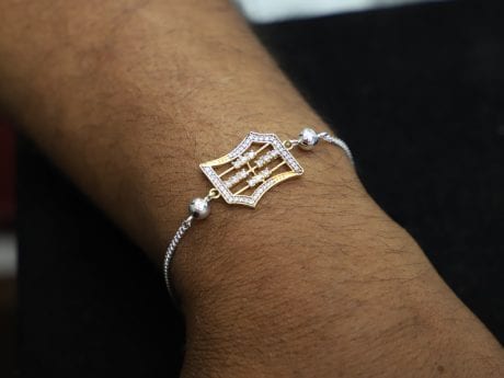 925 Sterling Silver Chain Zircon Studded Rakhi