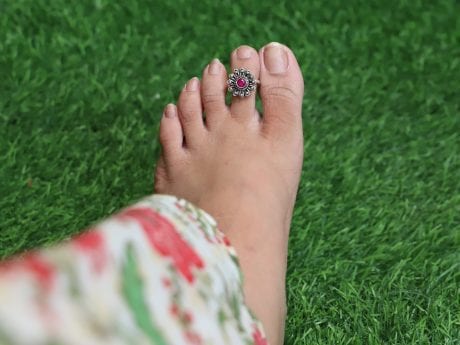 925 Silver Semi-Precious Ruby Stone Toe Ring