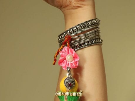 Handcrafted Lumba with attached 925 silver pendant gift for bhabhi