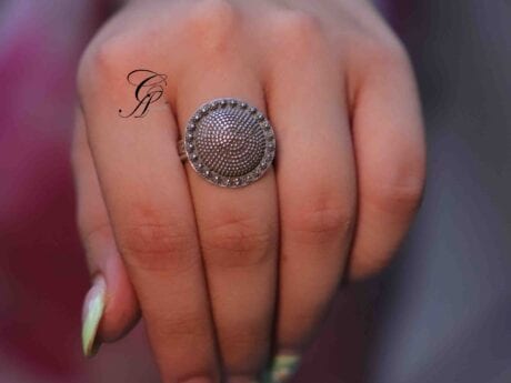 Indian Rava Carved Adjustable Ring in 925 Silver