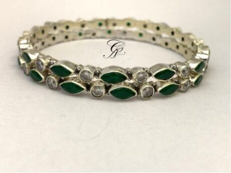 Emerald Enchantment Leaf Kada Bangle