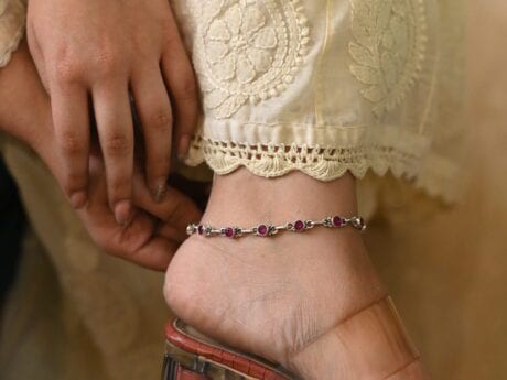Rosy Circle Pink Ruby Payal in 925 silver