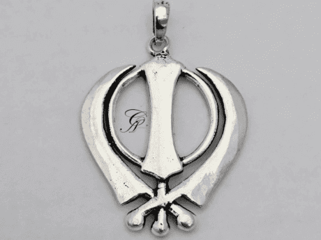 Khanda Solid Silver Pendant in 925 Silver