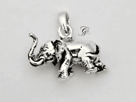 Antique Solid Silver Elephant Pendant in 925 Silver