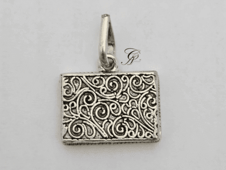 ChitaiCraft Square Amulet Antique Silver Pendant in 925 silver