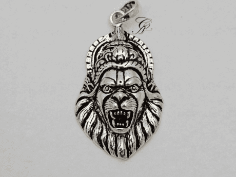 Antique Narsingh God Silver Pendant in 925 silver