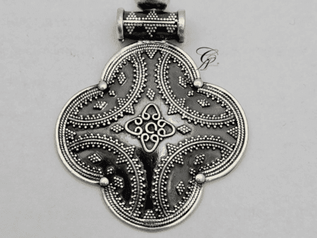 Antique Rava Work Silver Pendant in 925 Silver