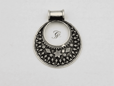 Lunar Radiance Antique Silver Rava Work Pendant in 925 Silver
