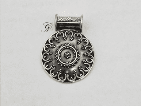 Floral Elegance Antique Silver Rava Work Pendant in 925 Silver