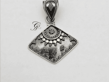 RoyalRhomb Antique Silver Rava Work Pendant in 925 Silver