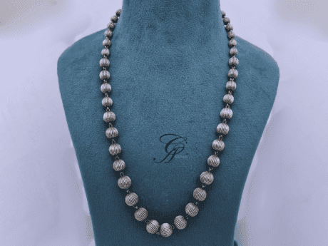 Serene Bead Antique Silver Necklace in 925 Silver