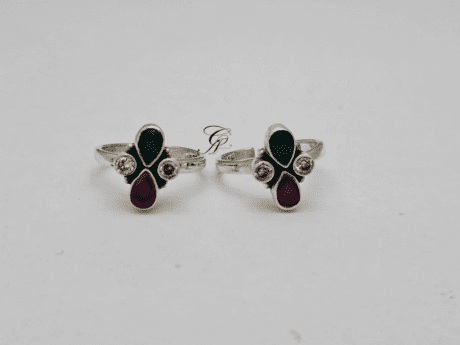 Gemstone Fusion Adjustable Toe Ring in 925 Silver
