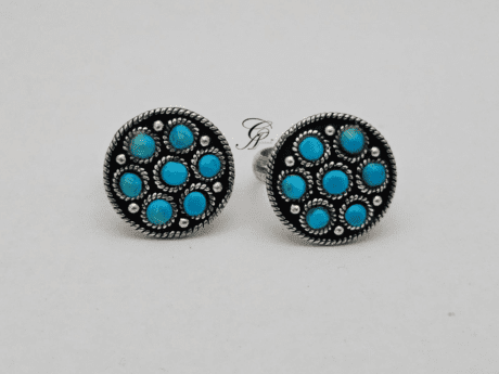 Turquoise Circle Adjustable Toe Ring in 925 Silver
