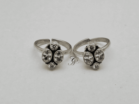 Silver Sparkle Sterling Silver CZ Adjustable Toe Ring in 925 Silver