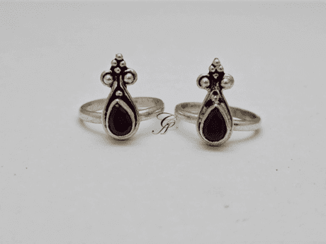 Ruby Glow Sterling Silver Antique Adjustable Toe Ring in 925 Silver