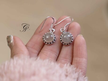 Moonstone Circle Sterling 92.5 Silver Earrings