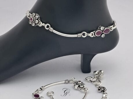 Radiant Charm 92.5 Silver Cut Stone Anklet