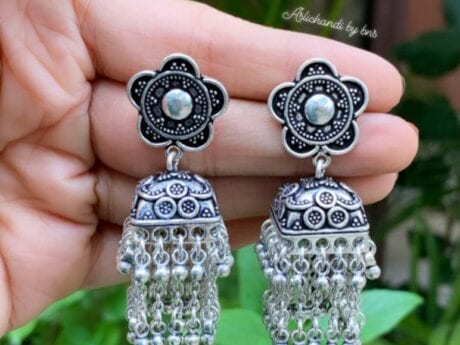 Floral Grace Jhoomki in 92.5 Silver