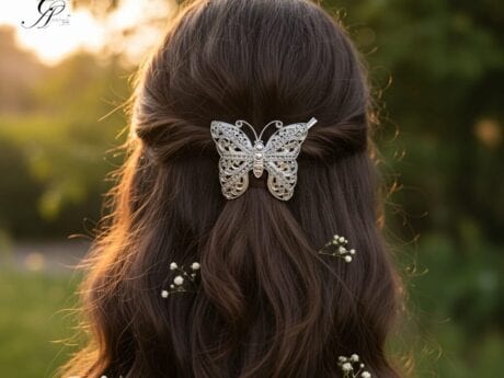 Elegant Butterfly Hair Clip in 92.5 Silver Hallmarked