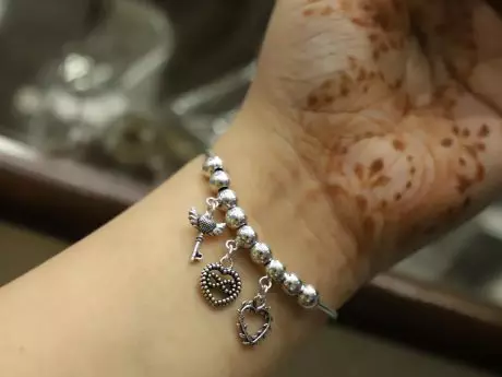 925 pure silver bead and charm adjustable bracelet lumba