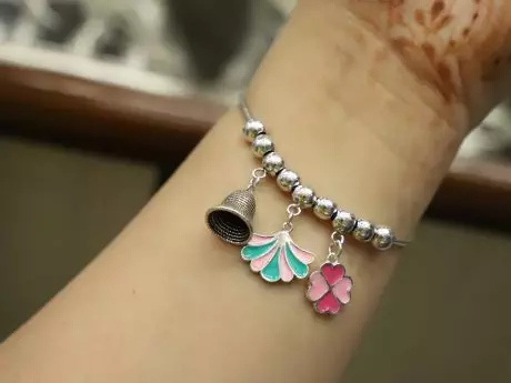 925 pure silver bead and charm adjustable bracelet lumba