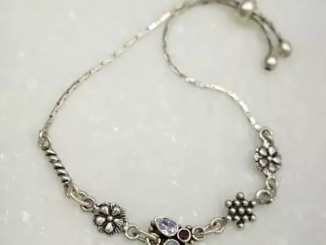 925 pure silver bead and charm adjustable bracelet lumba
