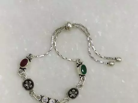 925 pure silver bead and charm adjustable bracelet lumba