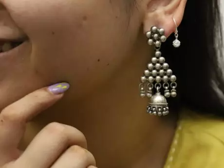 925 Silver finely carved jhumka