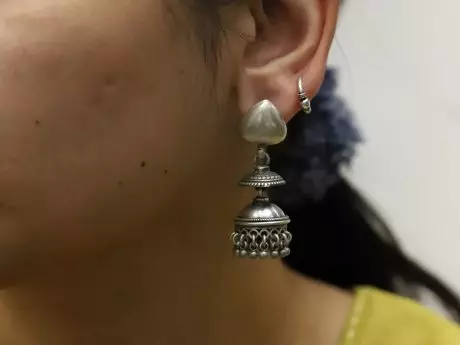 925 Silver finely carved jhumka