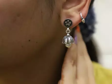 925 Silver finely carved jhumka