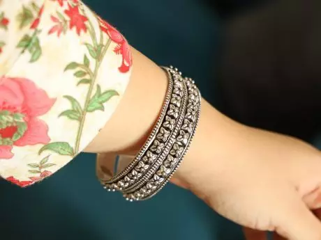 925 Silver Bangles with Intricate flower design