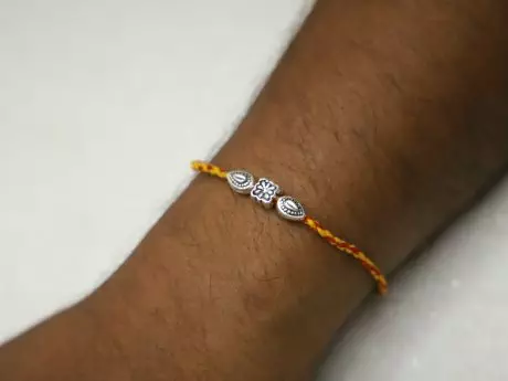 925 Silver shining star bead Rakhi