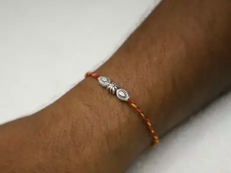925 Silver shining star bead Rakhi