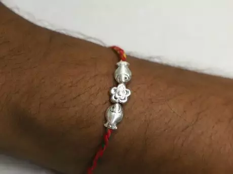925 Silver Fish bead Rakhi