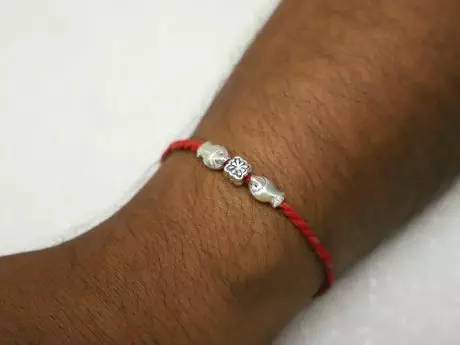 925 Silver Fish bead Rakhi