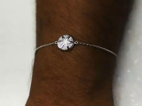 925 Sterling Silver Rakhi Chain Bracelet with zercons