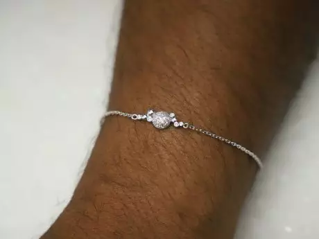 925 Sterling Silver Rakhi Chain Bracelet with zercons