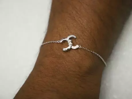 925 Sterling Silver Rakhi Chain Bracelet with zercons
