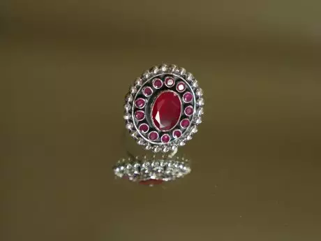 925 Silver Royal Ruby Adjustable Ring