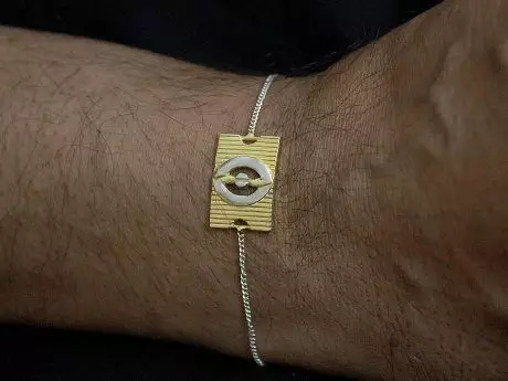 925 sterling silver rakhi chain bracelet with Gold-plated motif